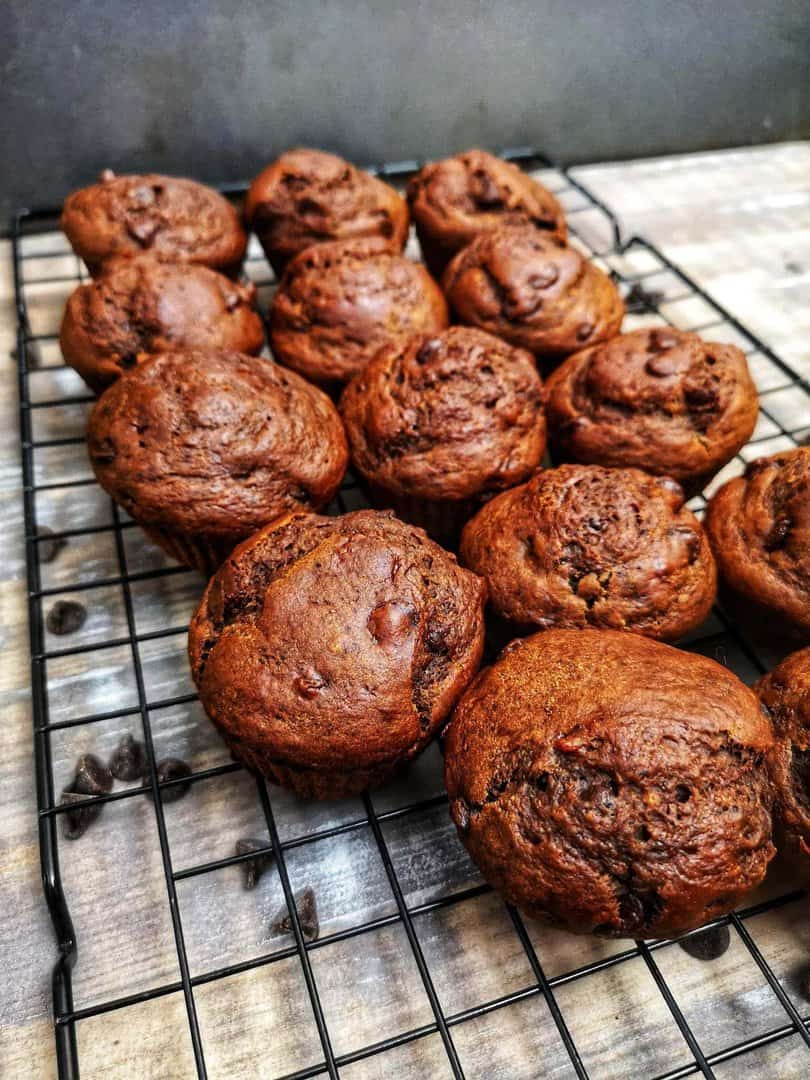Muffins double chocolat végétalien présentation
